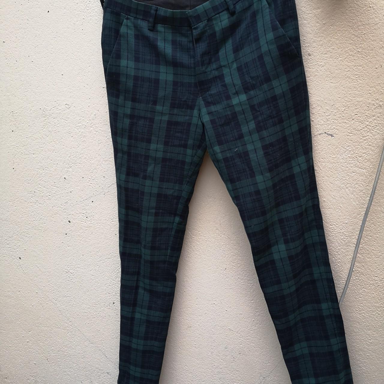River Island Mens Green slim fit tartan print suit trousers  ShopStyle
