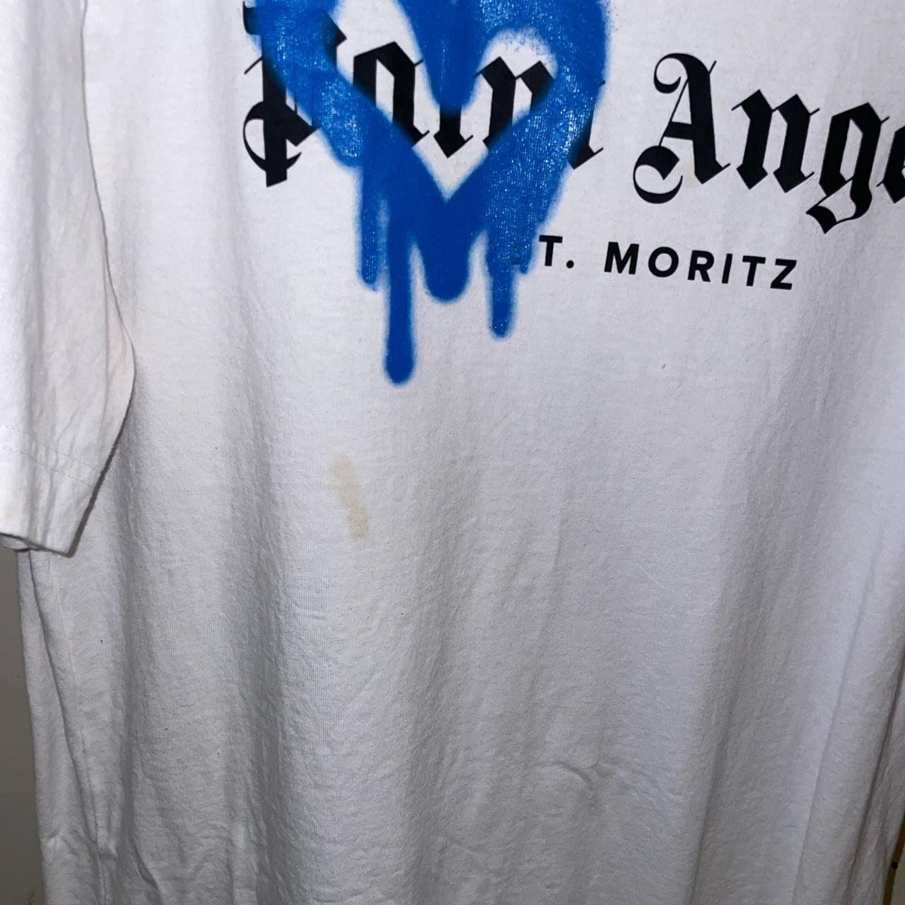 Palm Angels Palm Angels Moritz Heart Sprayed T Shirt White/blue