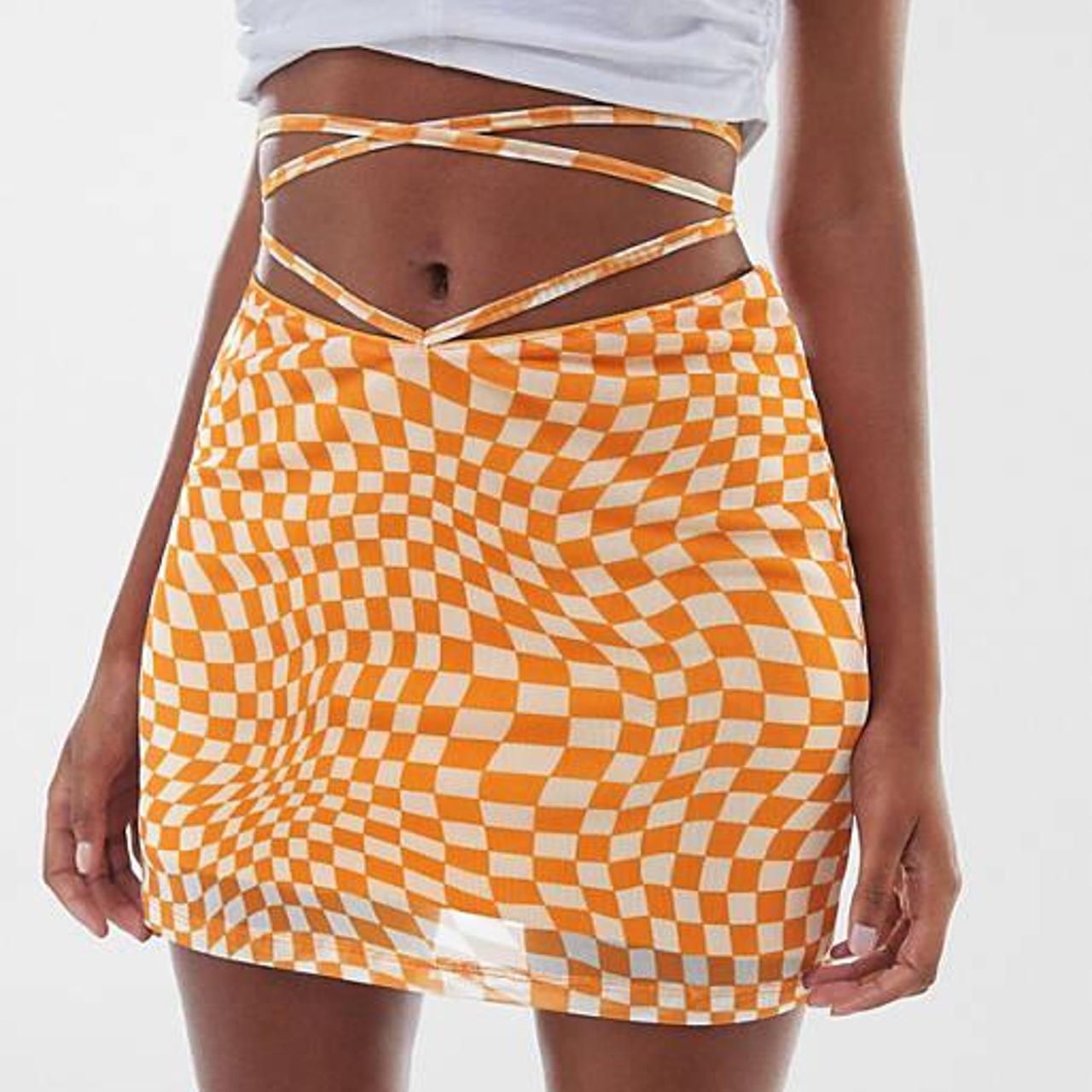 Checkered on sale orange skirt