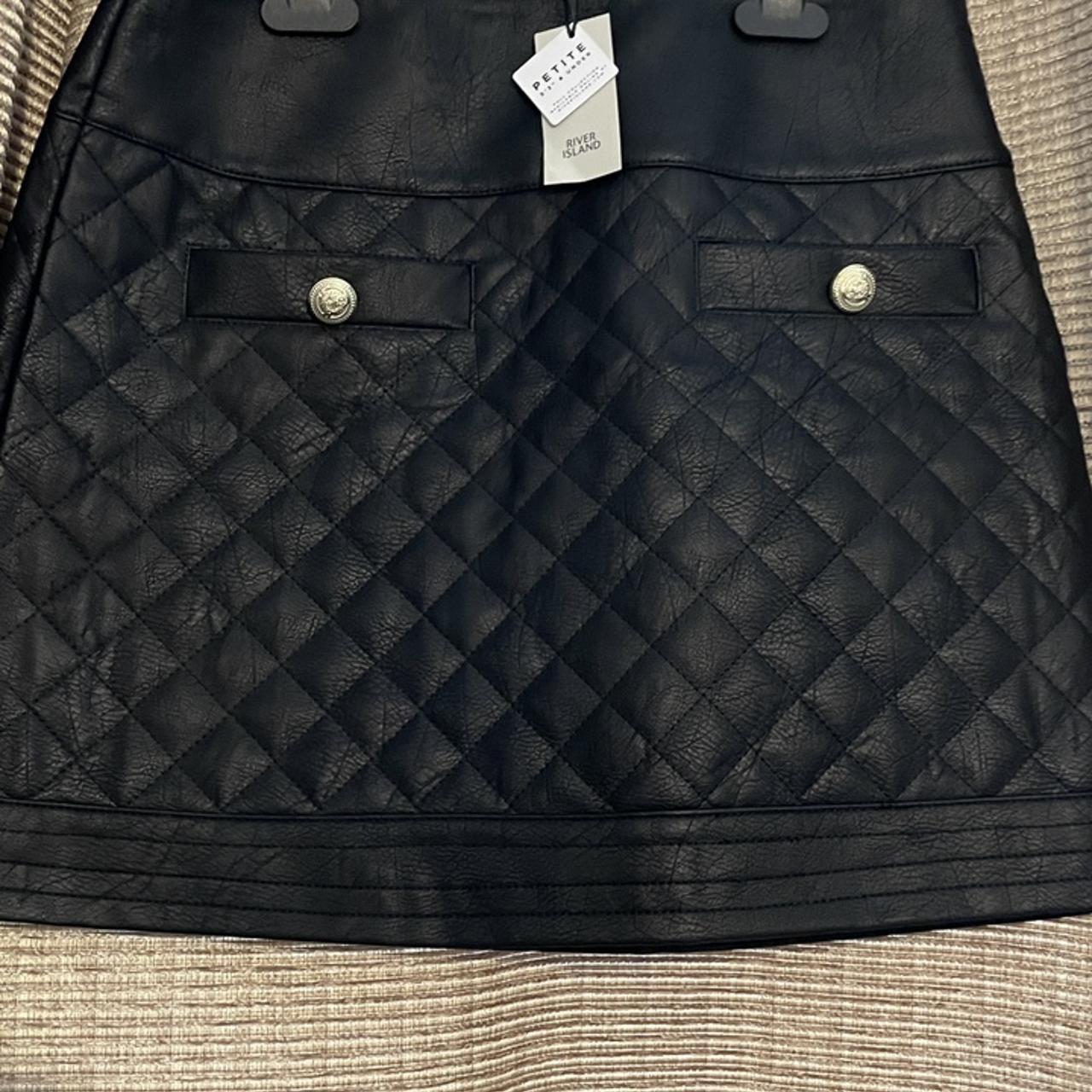 BLACK Faux leather skirt, Quilted style, Depop