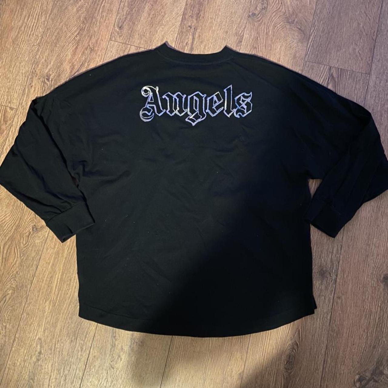 PALM ANGELS BLACK LONG SLEEVE SPELL OUT T SHIRT SIZE - Depop