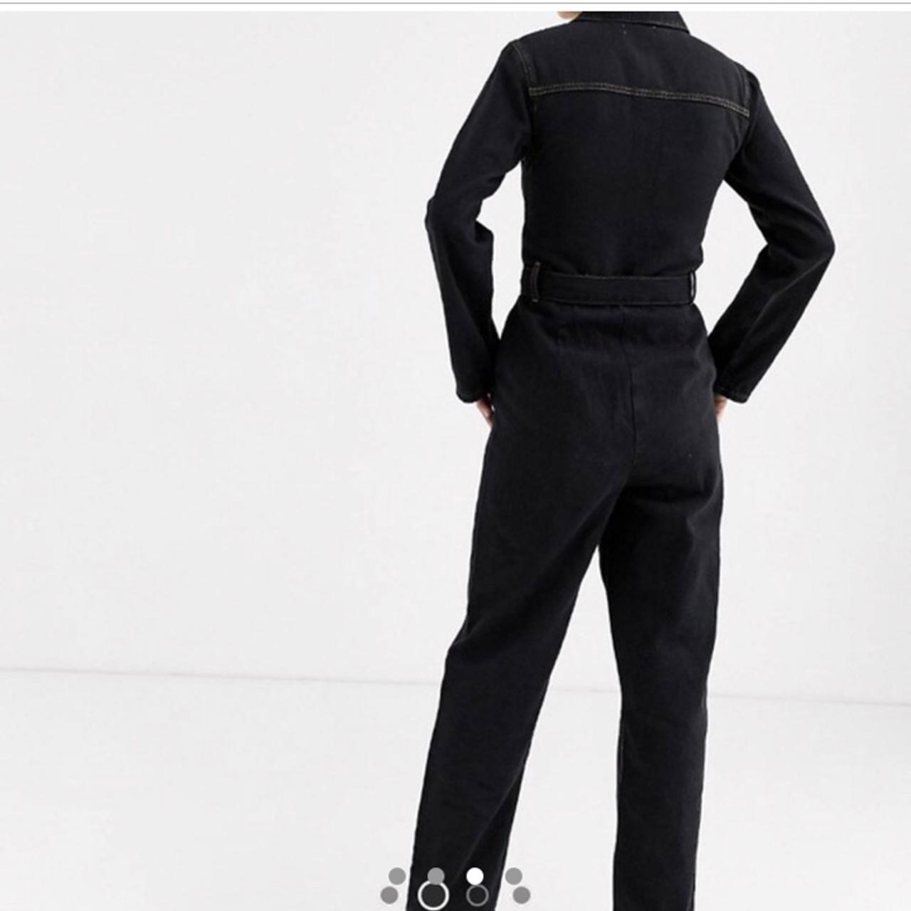 Topshop black dark denim boiler suit with Depop