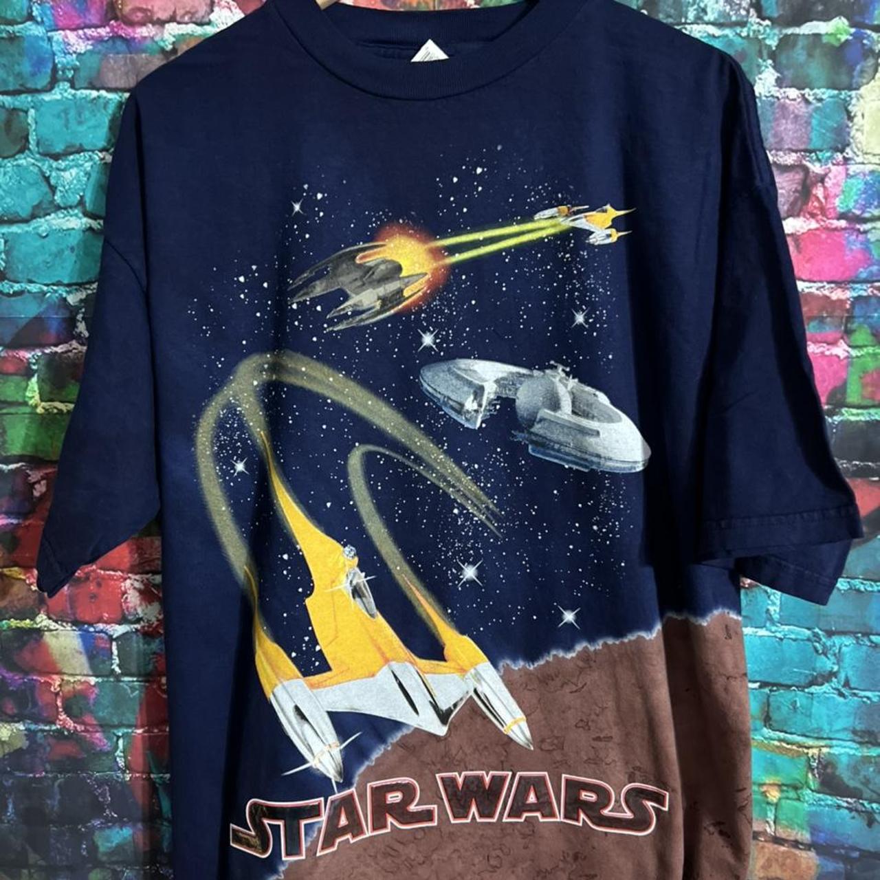 Vintage Y2K Star Wars Episode 1 Liquid Blue All Over... - Depop