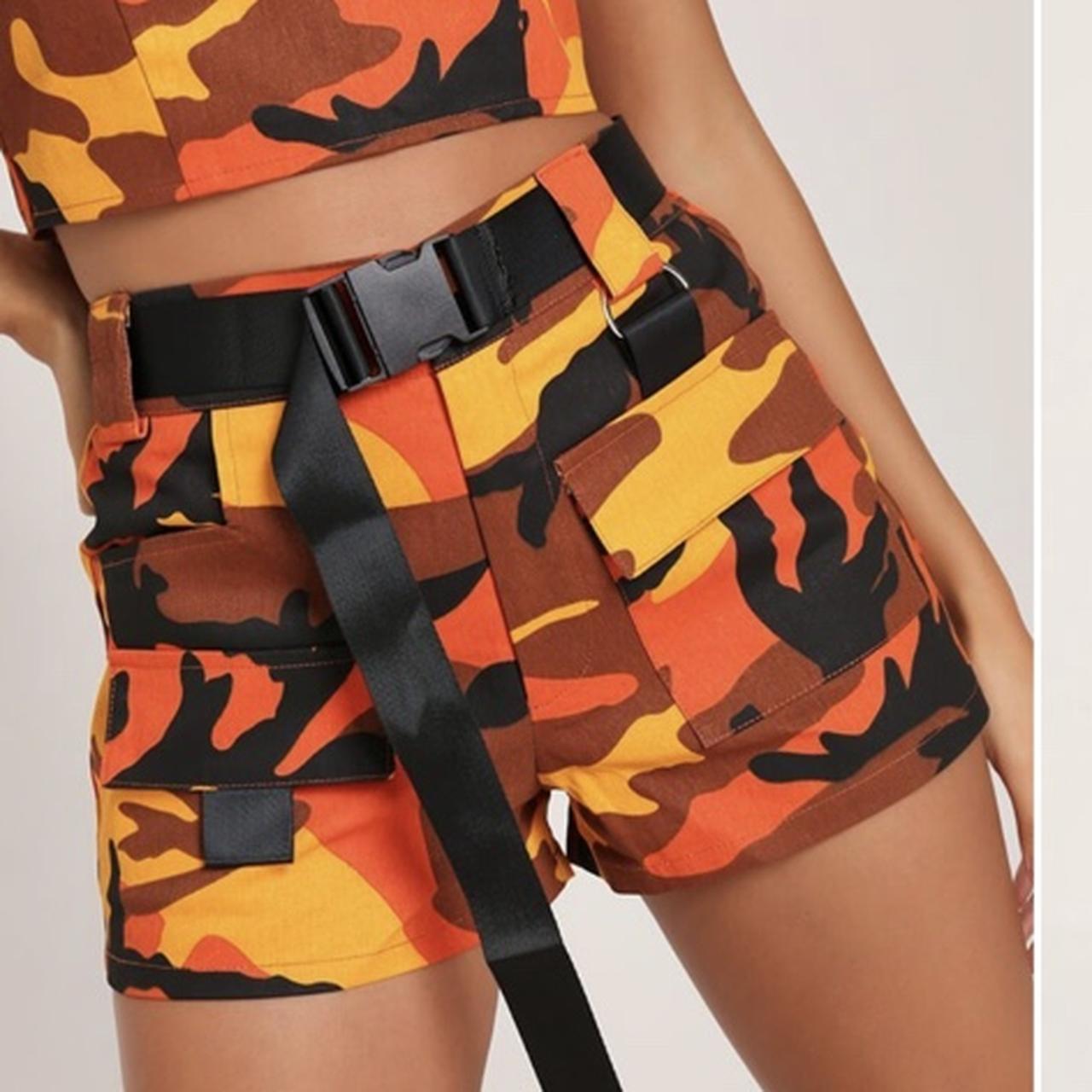 Orange camo cheap shorts womens