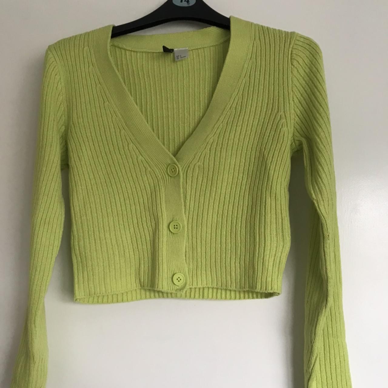 H&M lime green cropped cardigan So cute