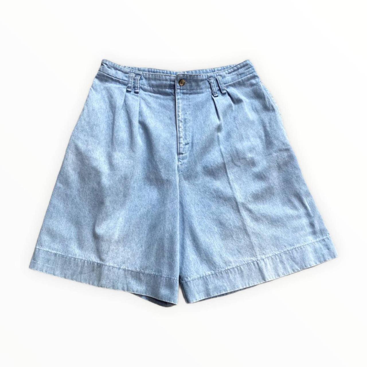 Vintage 80s High Waisted Denim Mom Shorts in a size... - Depop