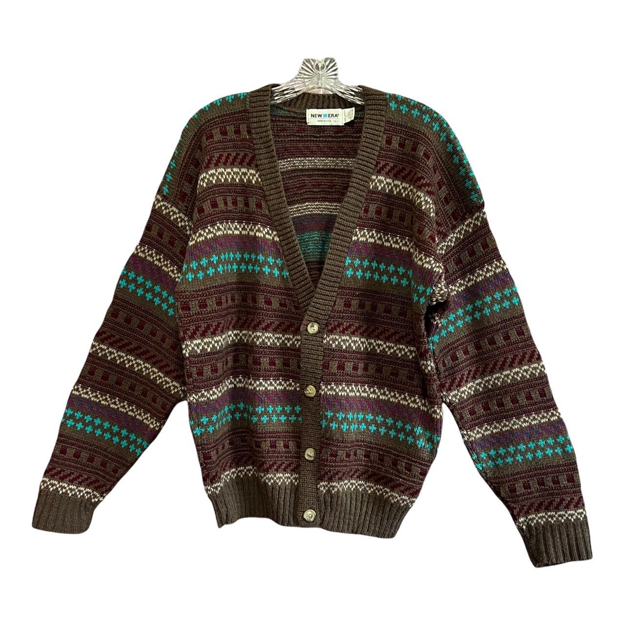Vintage 80s Oversized Grandpa Cardigan Sweater in a... - Depop