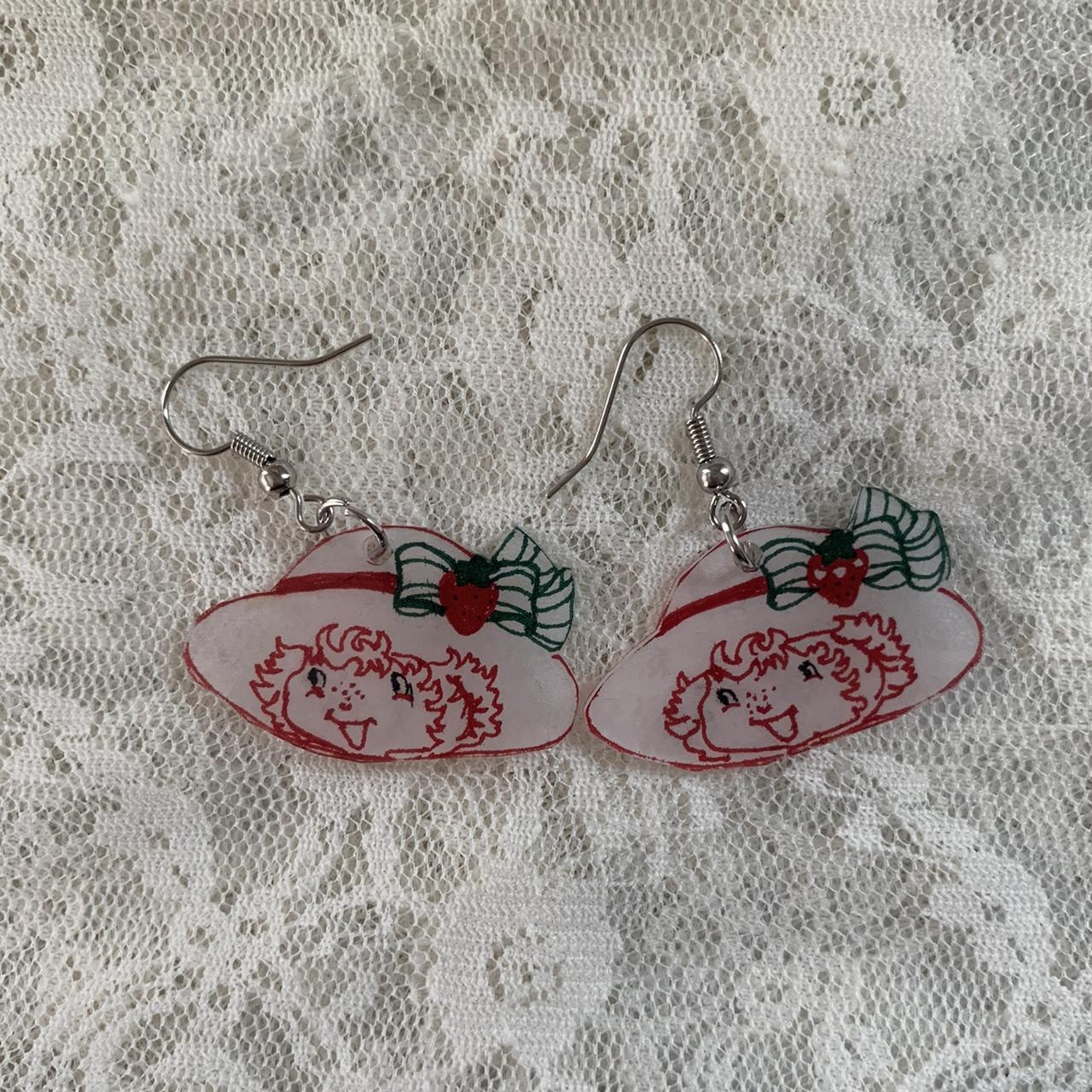 💫 handmade strawberry shortcake earrings! 💫 BLACK... Depop