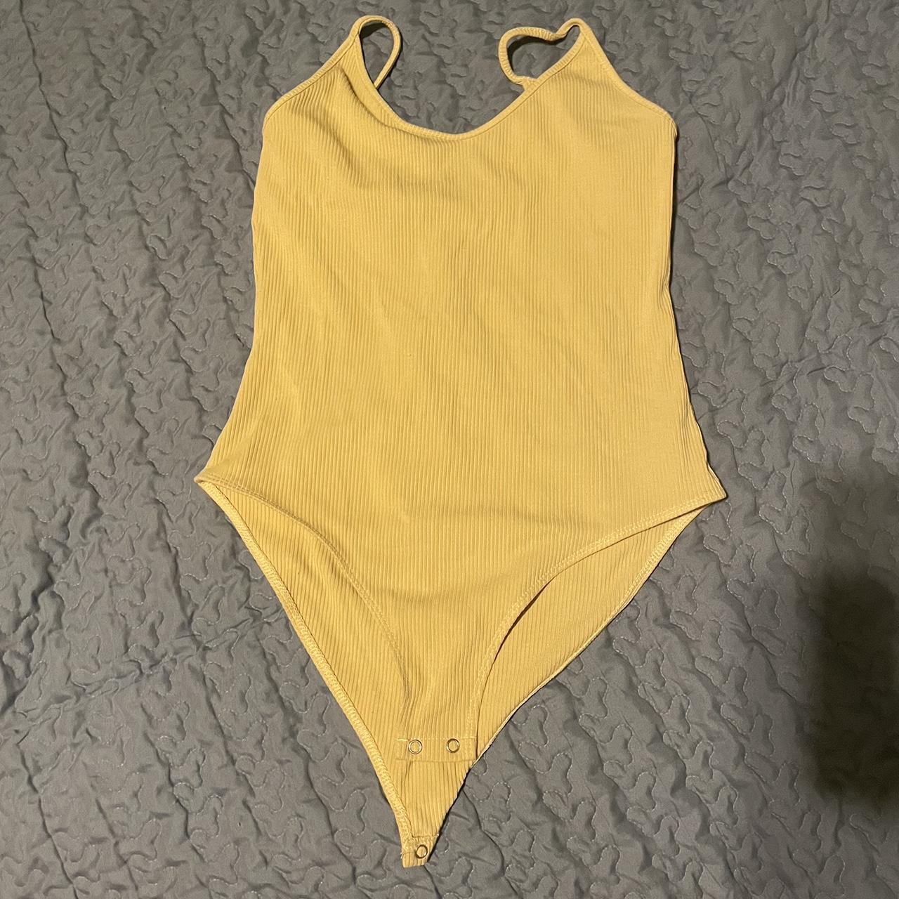 american eagle mustard yellow spaghetti strap one... - Depop