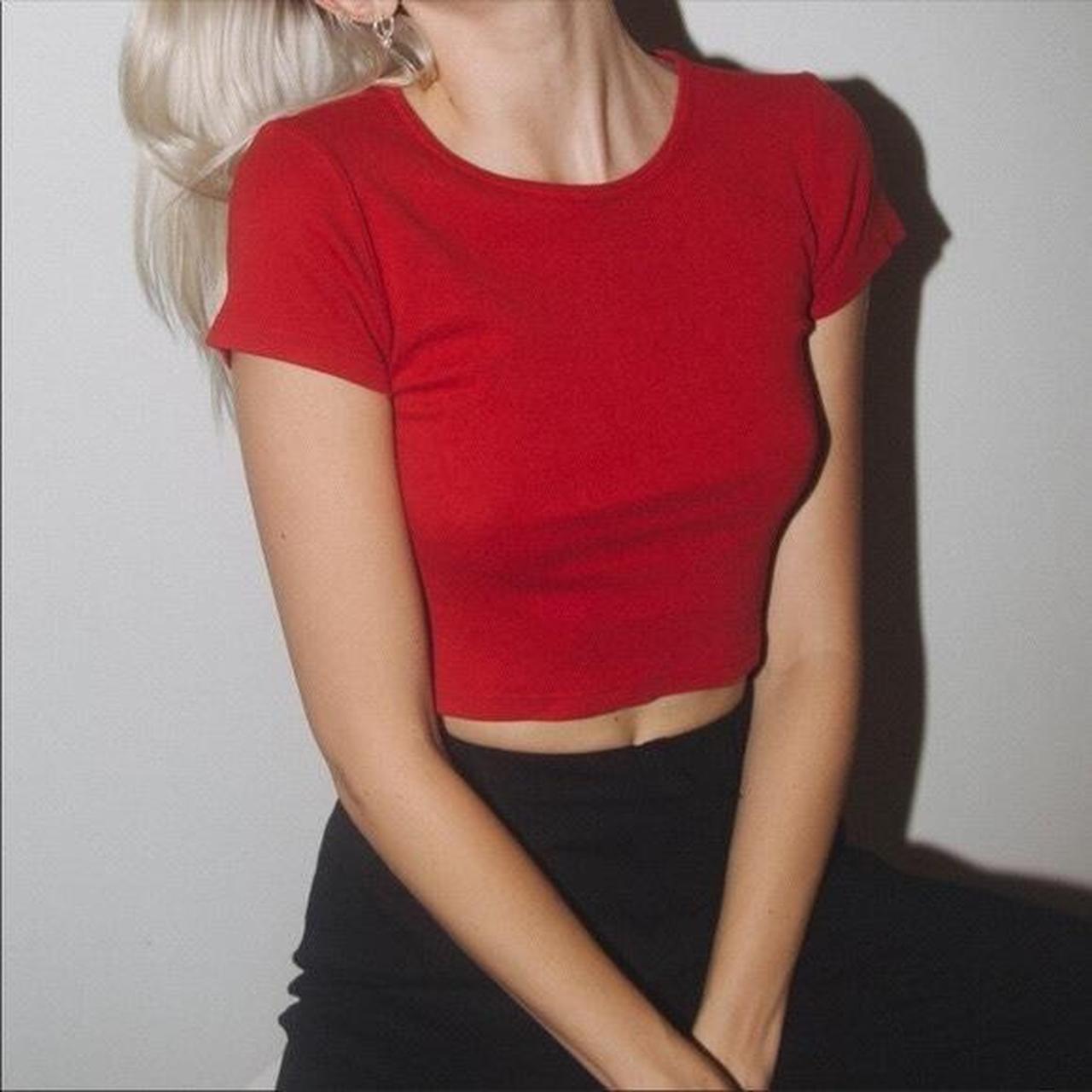 Red Brandy Melville cropped tank top - one size - Depop