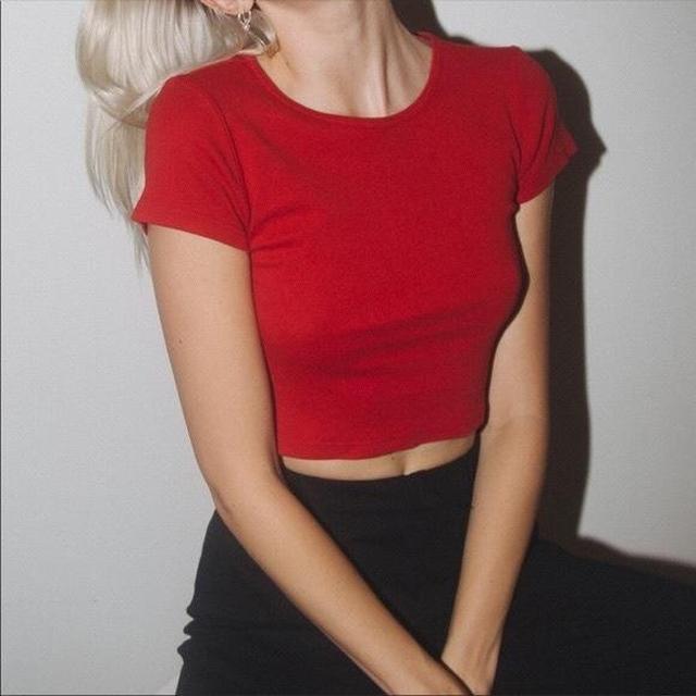 Red crop top from Brandy Melville ❤️ Size: One size - Depop
