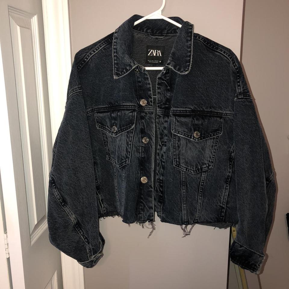 zara cropped black denim jacket