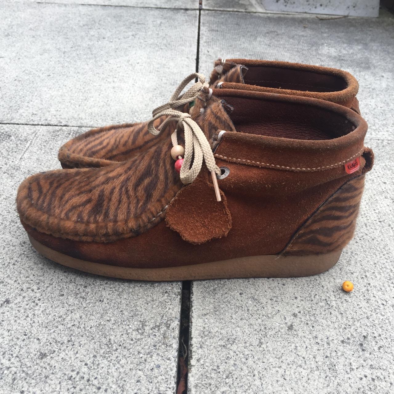 Kickers Tan Suede Stripe Fur Wallabee Boots