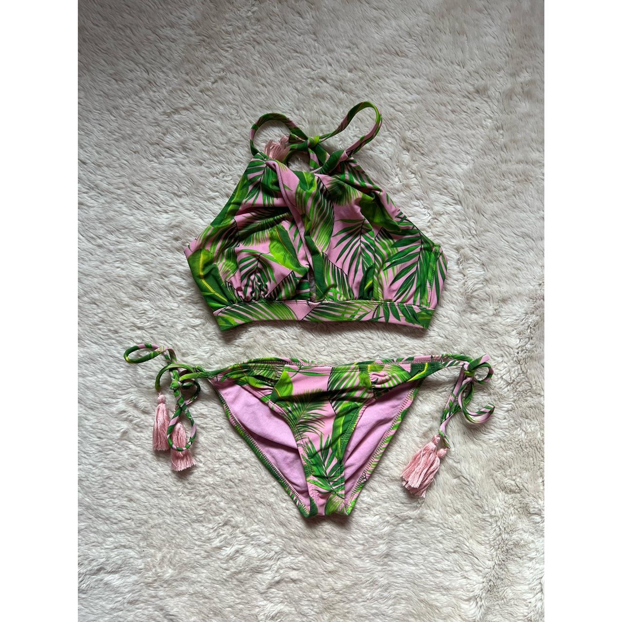 ASOS Women's Pink and Green Bikinisandtankinisets Depop