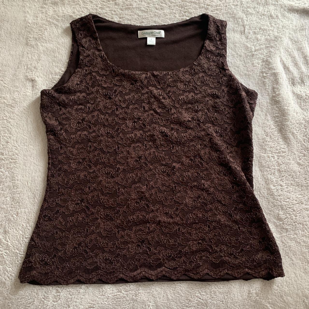 Brown lace vintage coquette Coldwater Creek tank,... - Depop