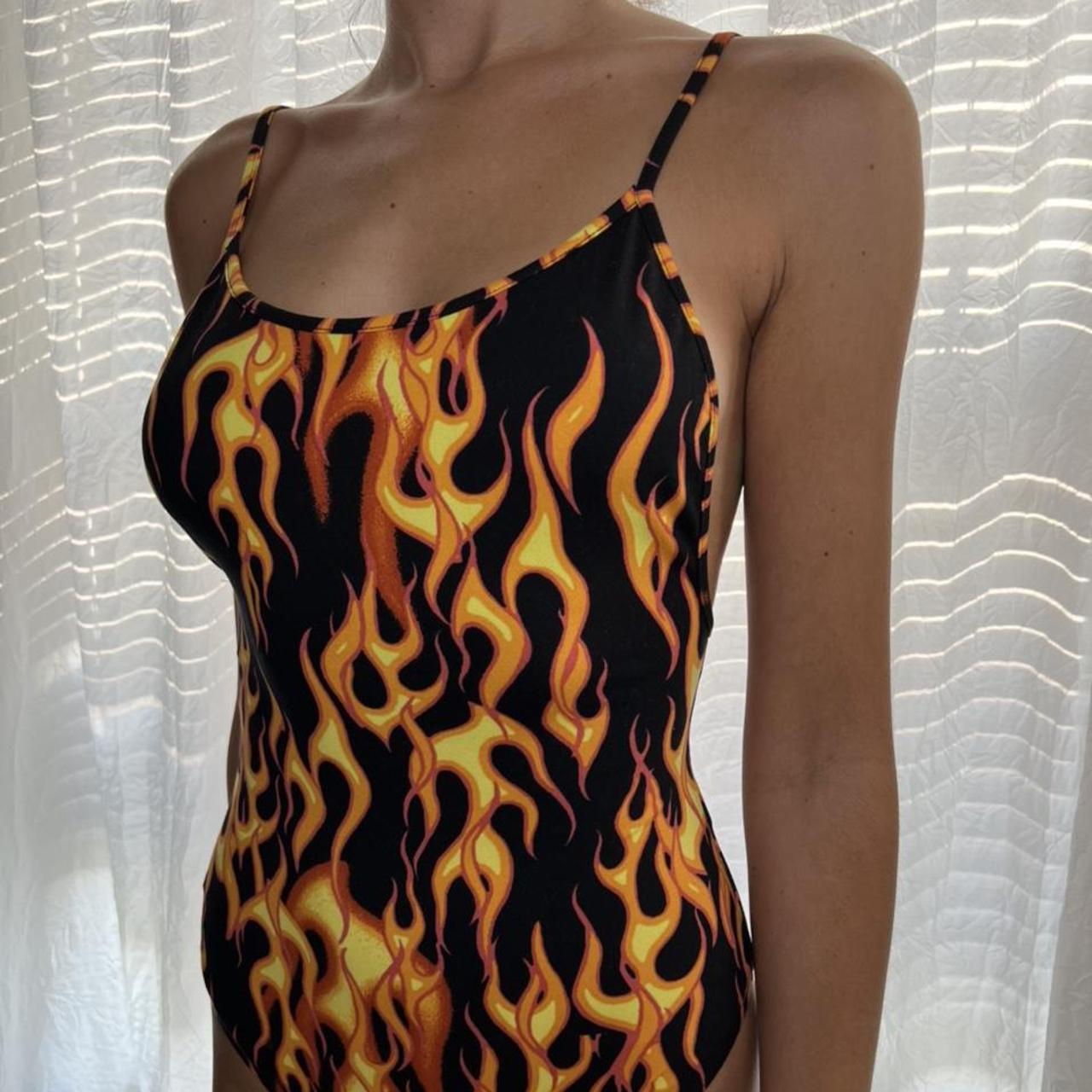 s) flame bear dance body suit❤️‍🔥🔥🌋 wore it once for - Depop