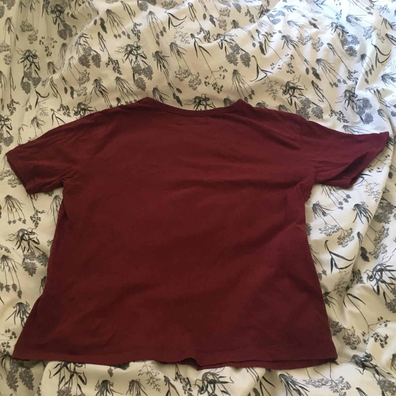 Pull&Bear Women's Burgundy and Red Crop-top | Depop