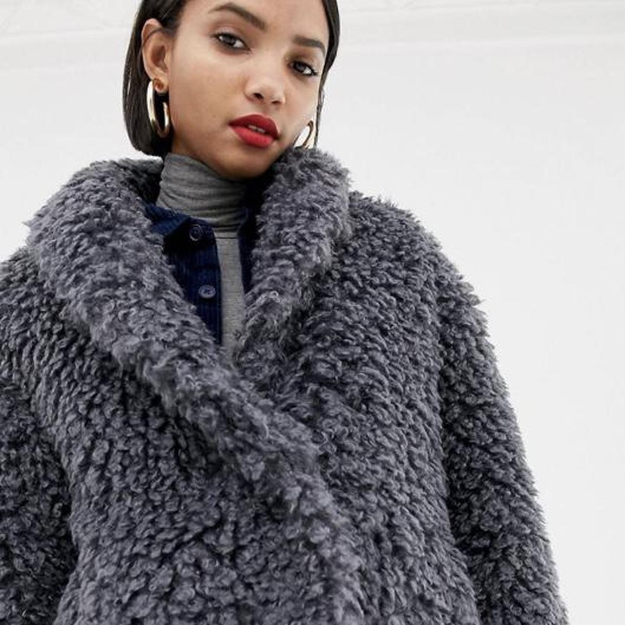 mango blue fur coat