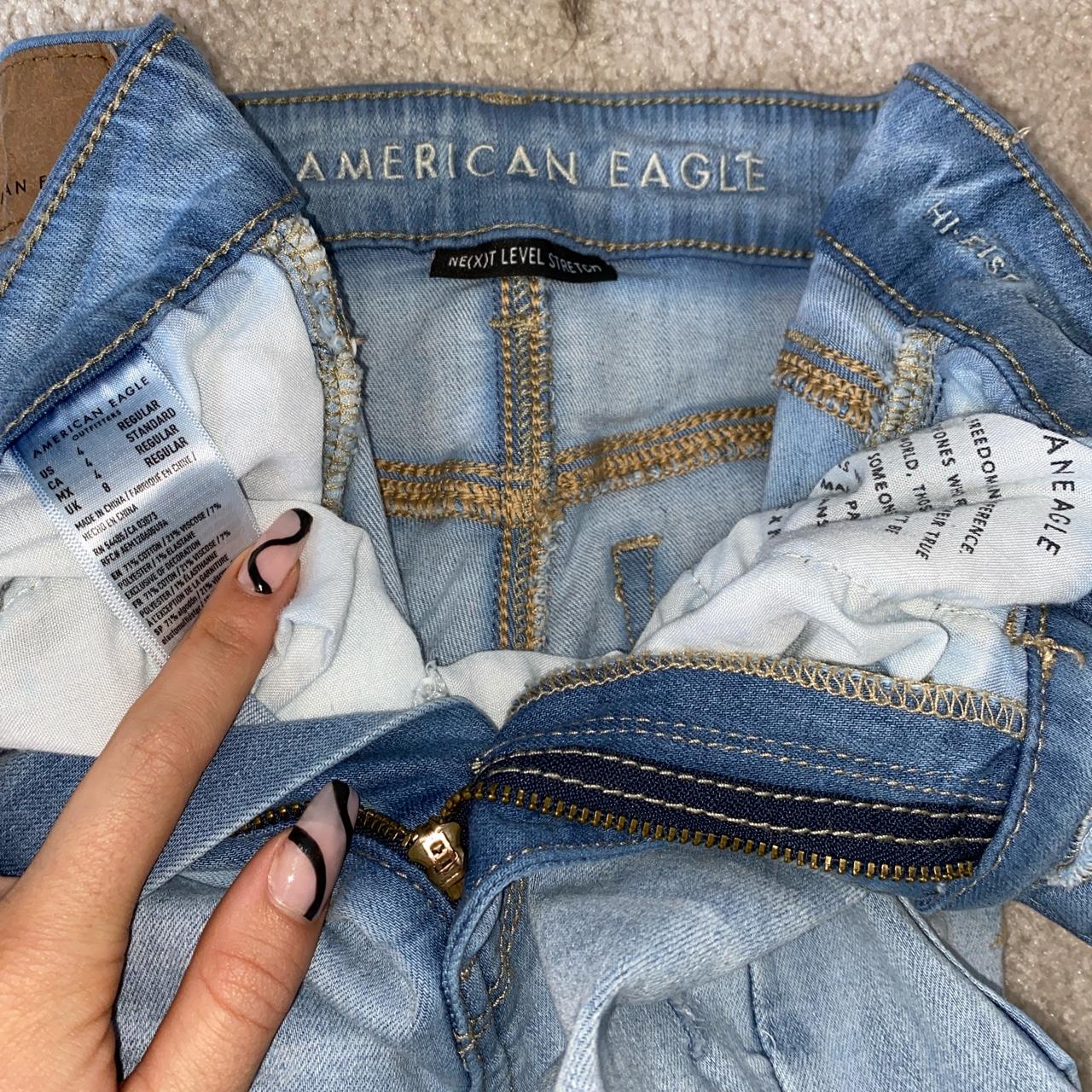 american eagle high rise jegging slight crop light... - Depop