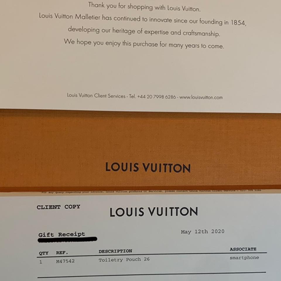 Receipt attached for the Louis Vuitton 26 pouch #LV - Depop