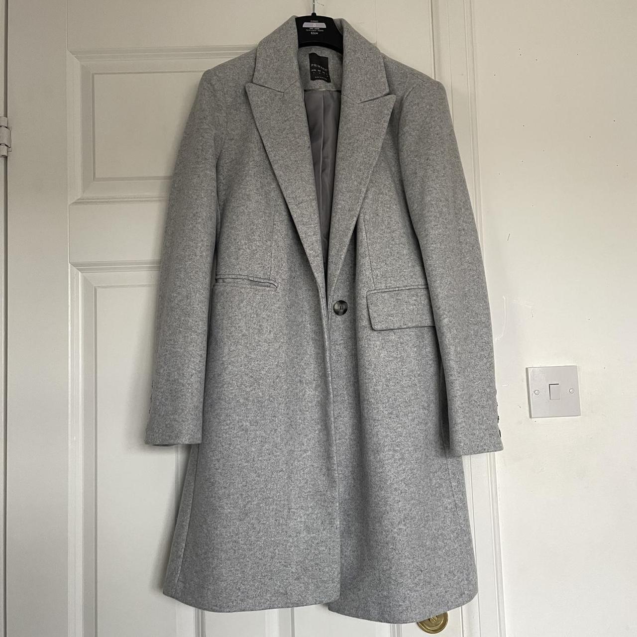 primark long grey coat/blazer womens size uk 6,... - Depop