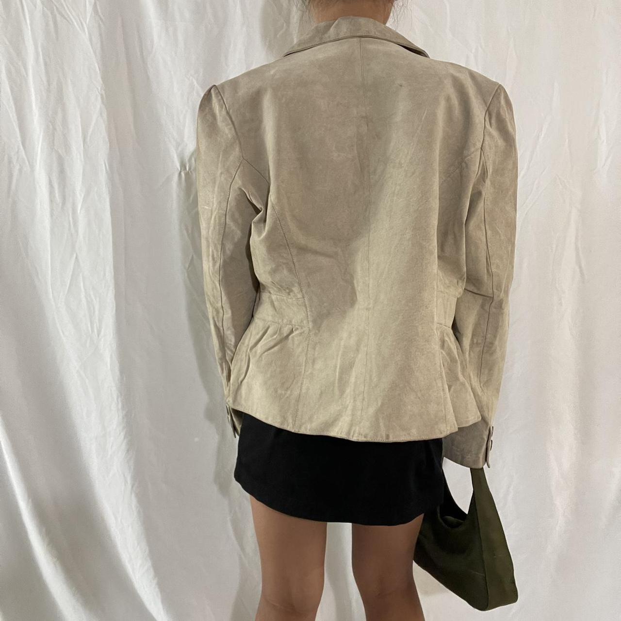 Oversized Cream Suede Leather Jacket / Blazer... Depop