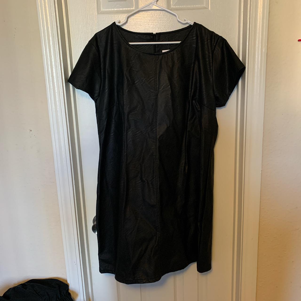 Faux leather mid length dress Perfect for a night... - Depop