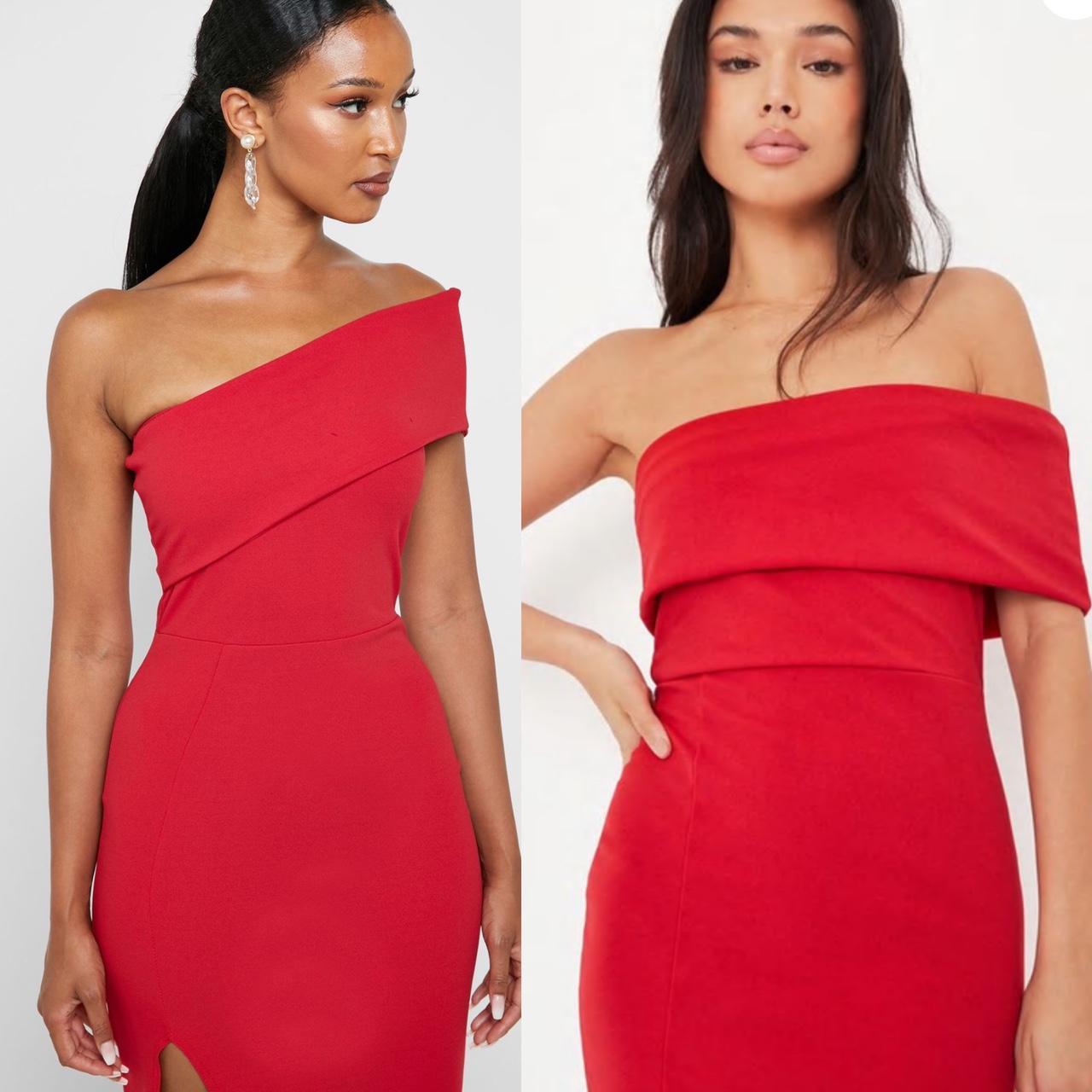 Missguided red hot sale one shoulder dress