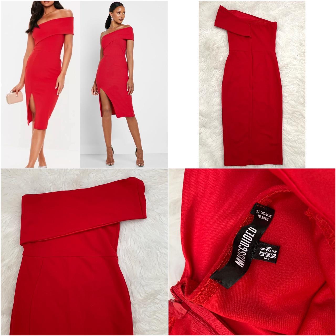 Missguided red hot sale one shoulder dress