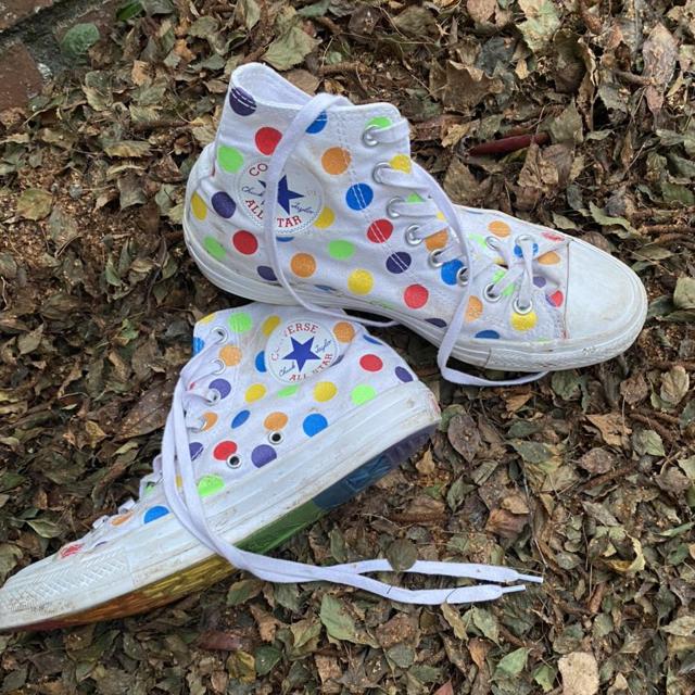 rainbow polka dot converse