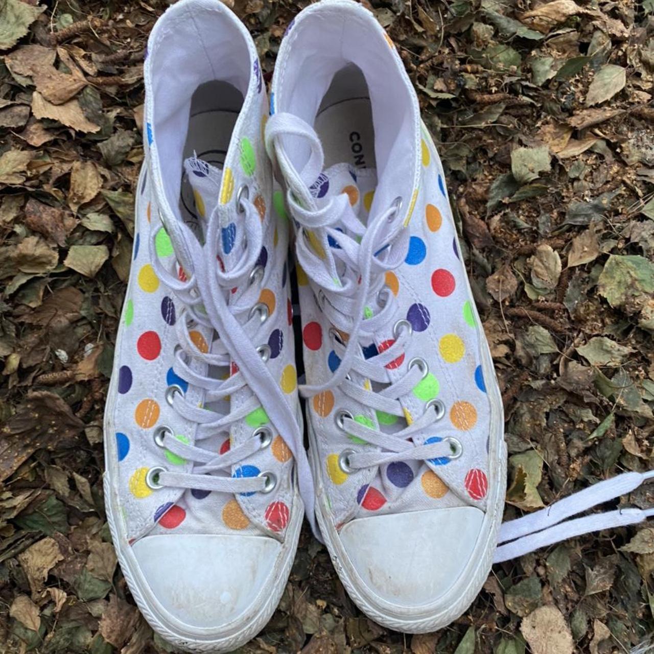 rainbow polka dot converse