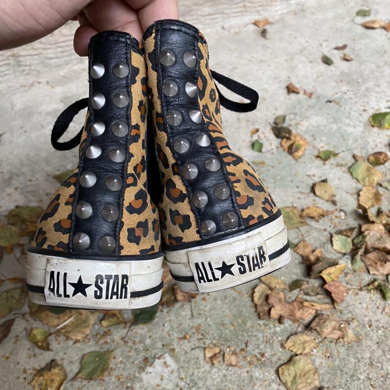 leopard print studded converse