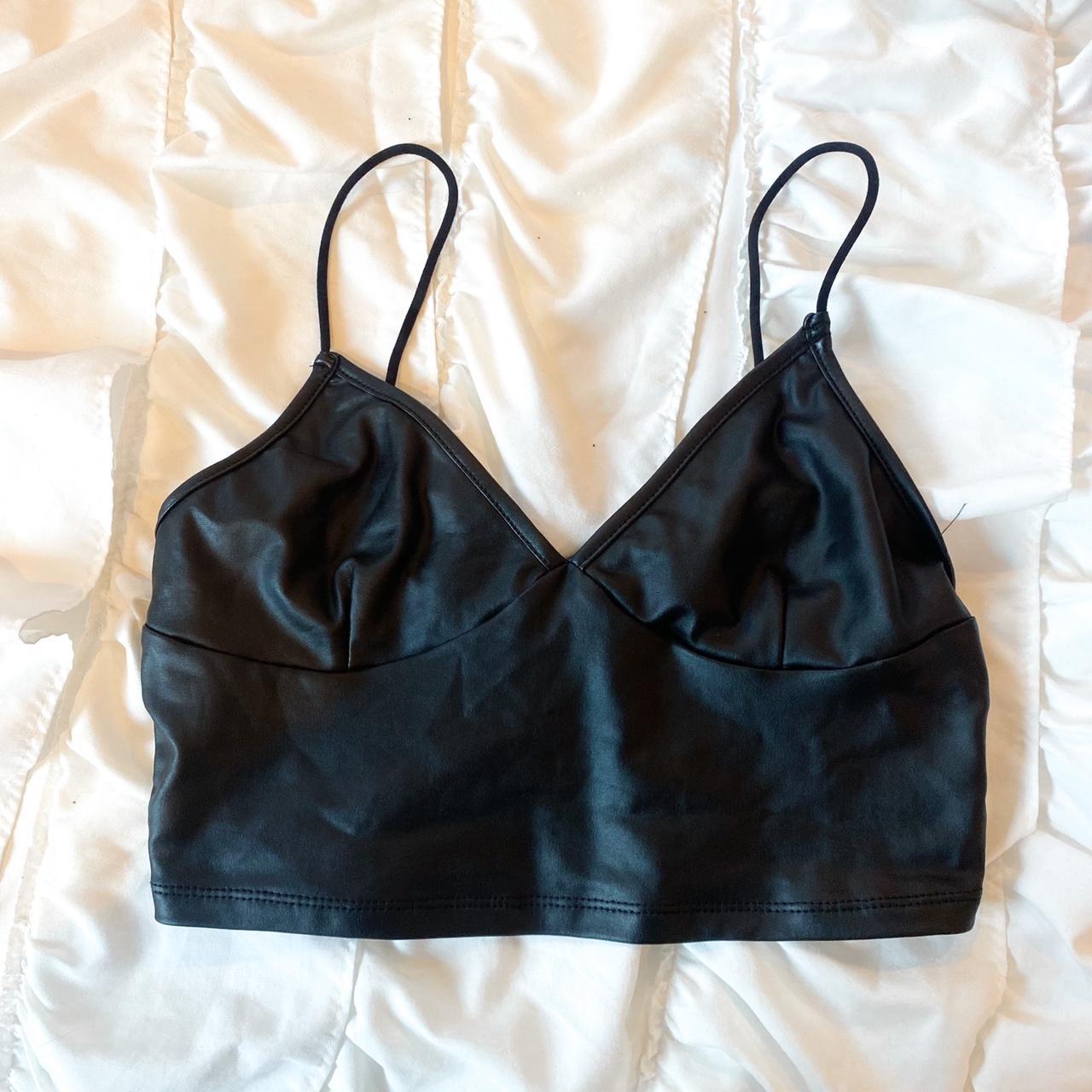 black leather tank ♡ ☞ size S ☞ super cute &... - Depop