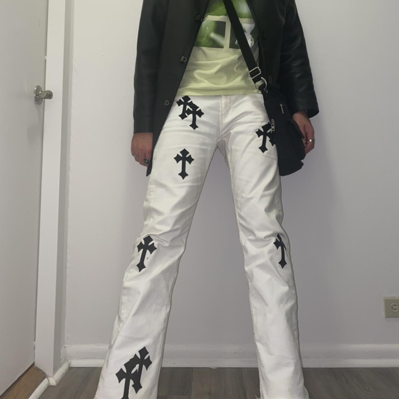 CUSTOM CHROME HEARTS jeans on 511 levi's 🤯 hand - Depop