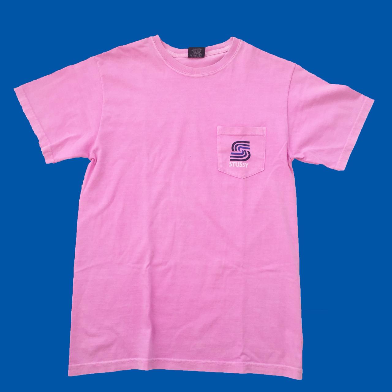 Stussy Trippy Pink T Shirt W Pocket Design Size Depop