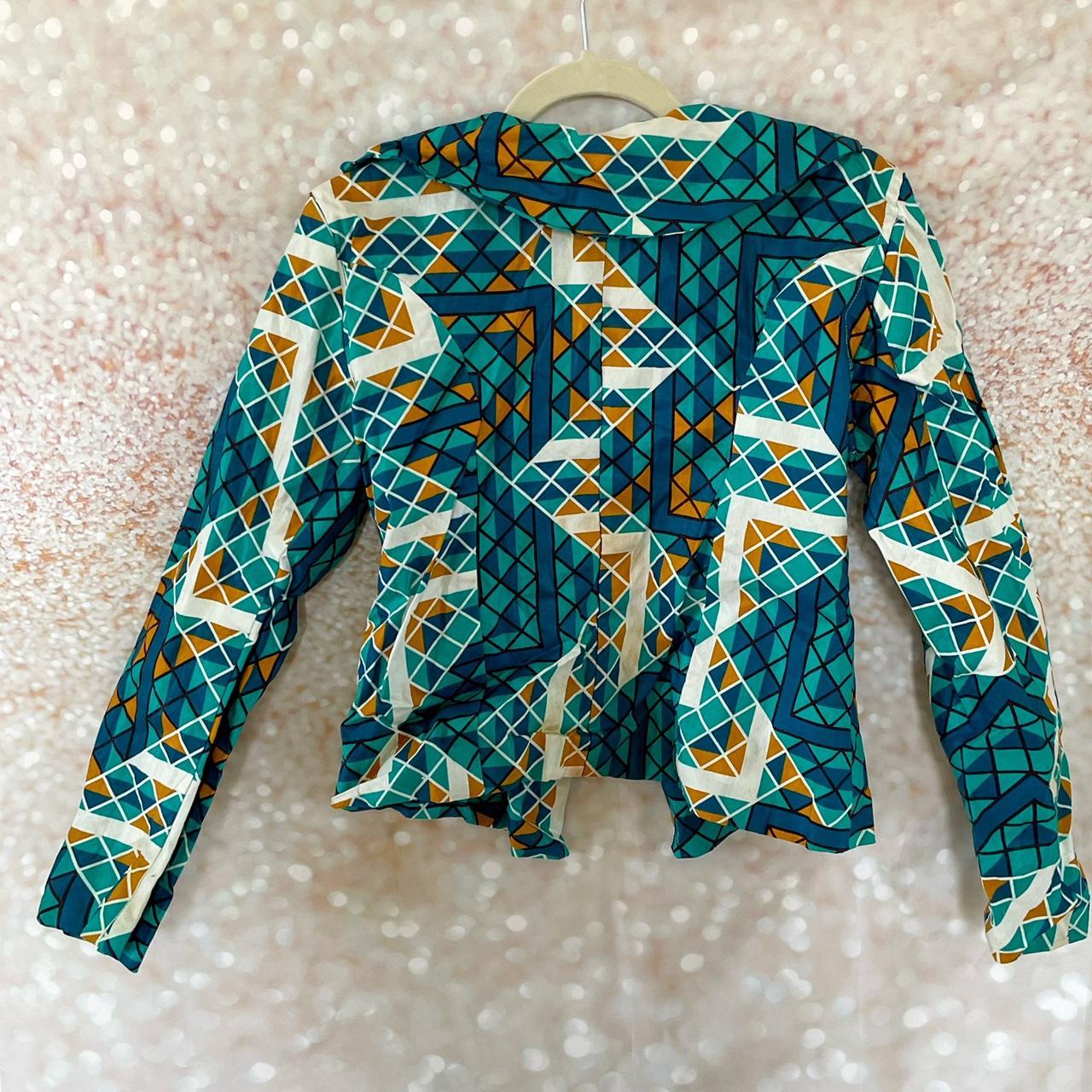 Women's Blue and Orange Coat Depop