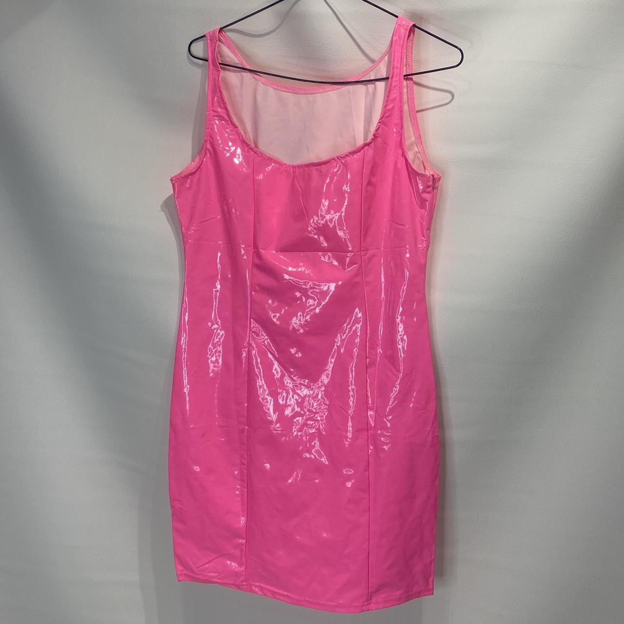 Pink PVC dress Small Never worn #pinkdress... - Depop