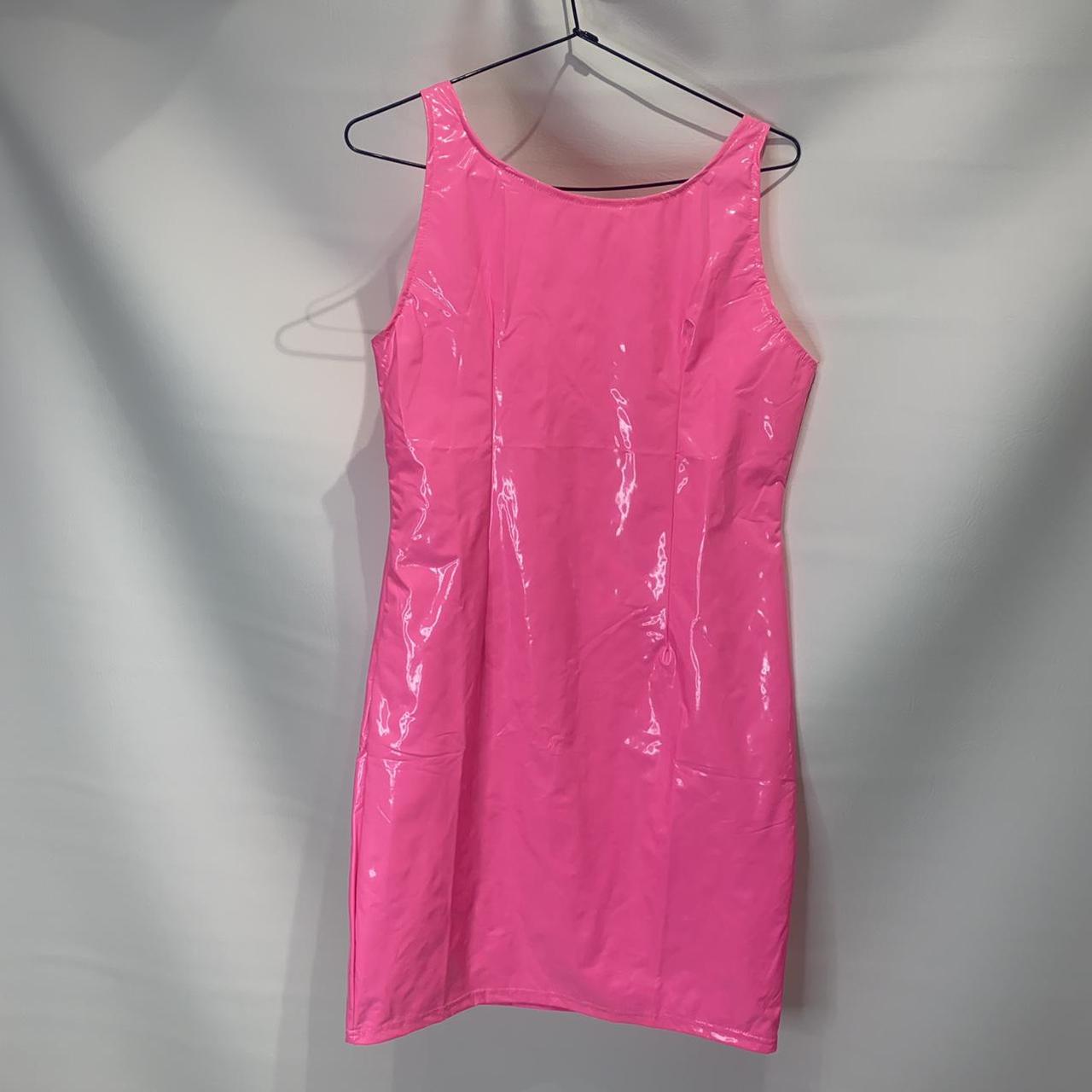 Pink PVC dress Small Never worn #pinkdress... - Depop