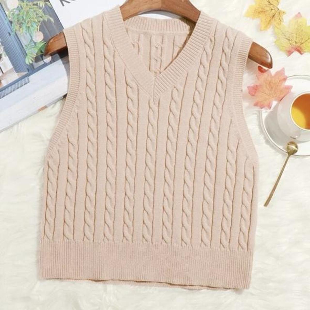 Shein beige sweater vest Size M but small fitting... Depop