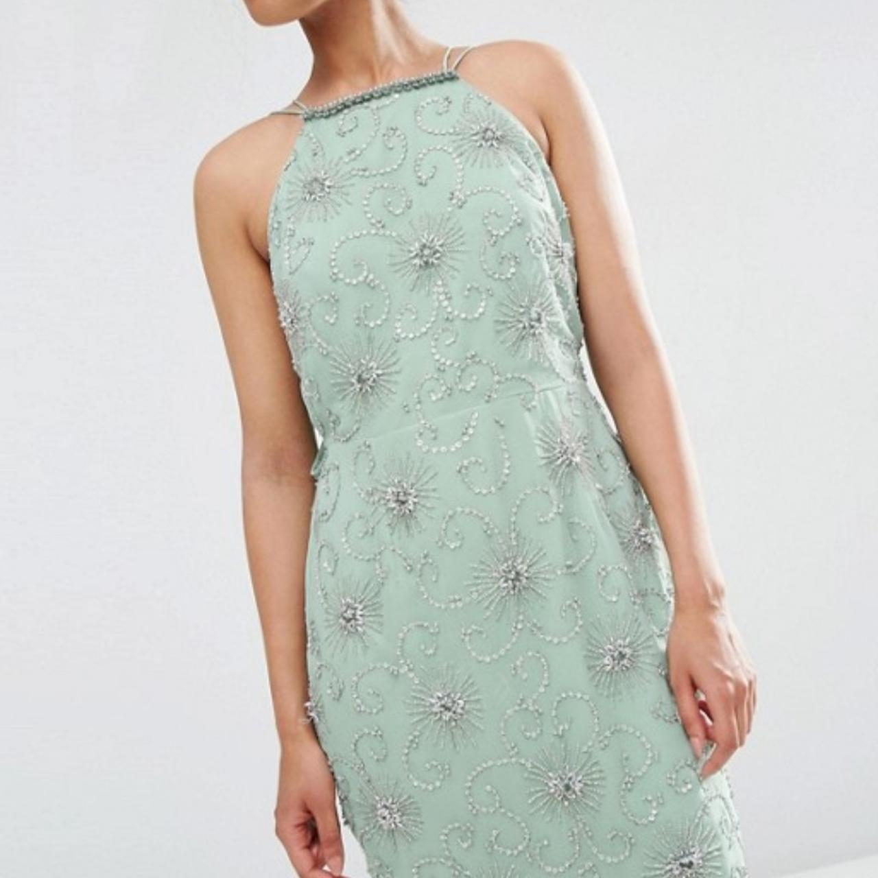 mint green embellished dress