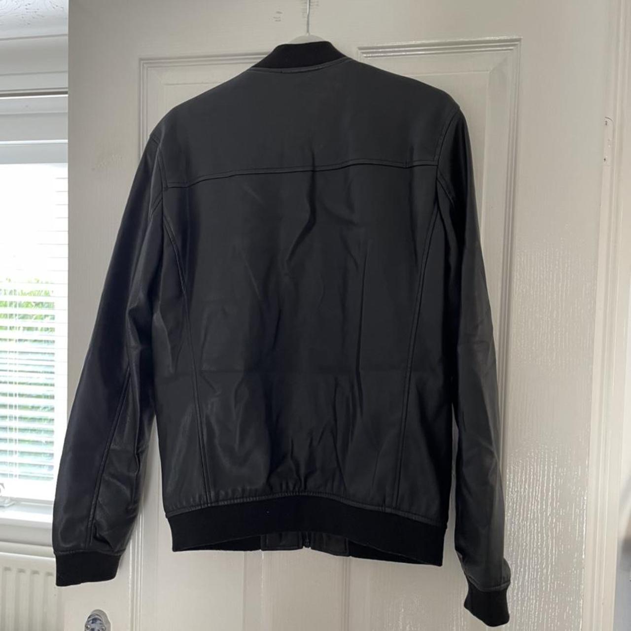 Pull&Bear Leather Style Bomber Jacket in Size Medium... - Depop