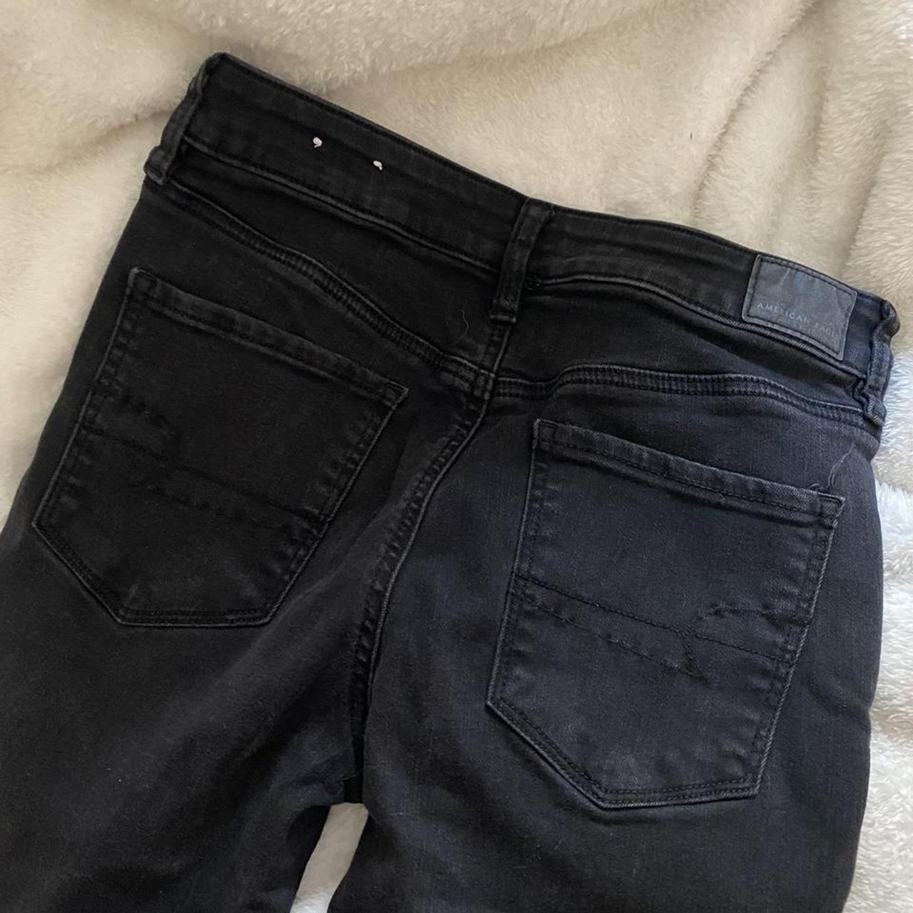 american eagle black skinny jeans size 8... - Depop