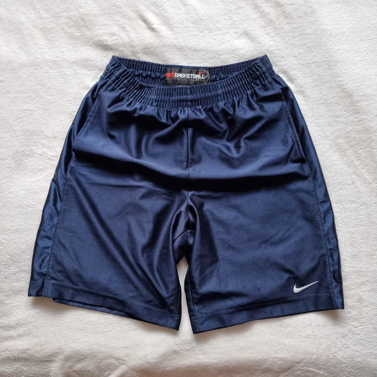 Vintage Nike Basketball Shorts in Blue with... - Depop