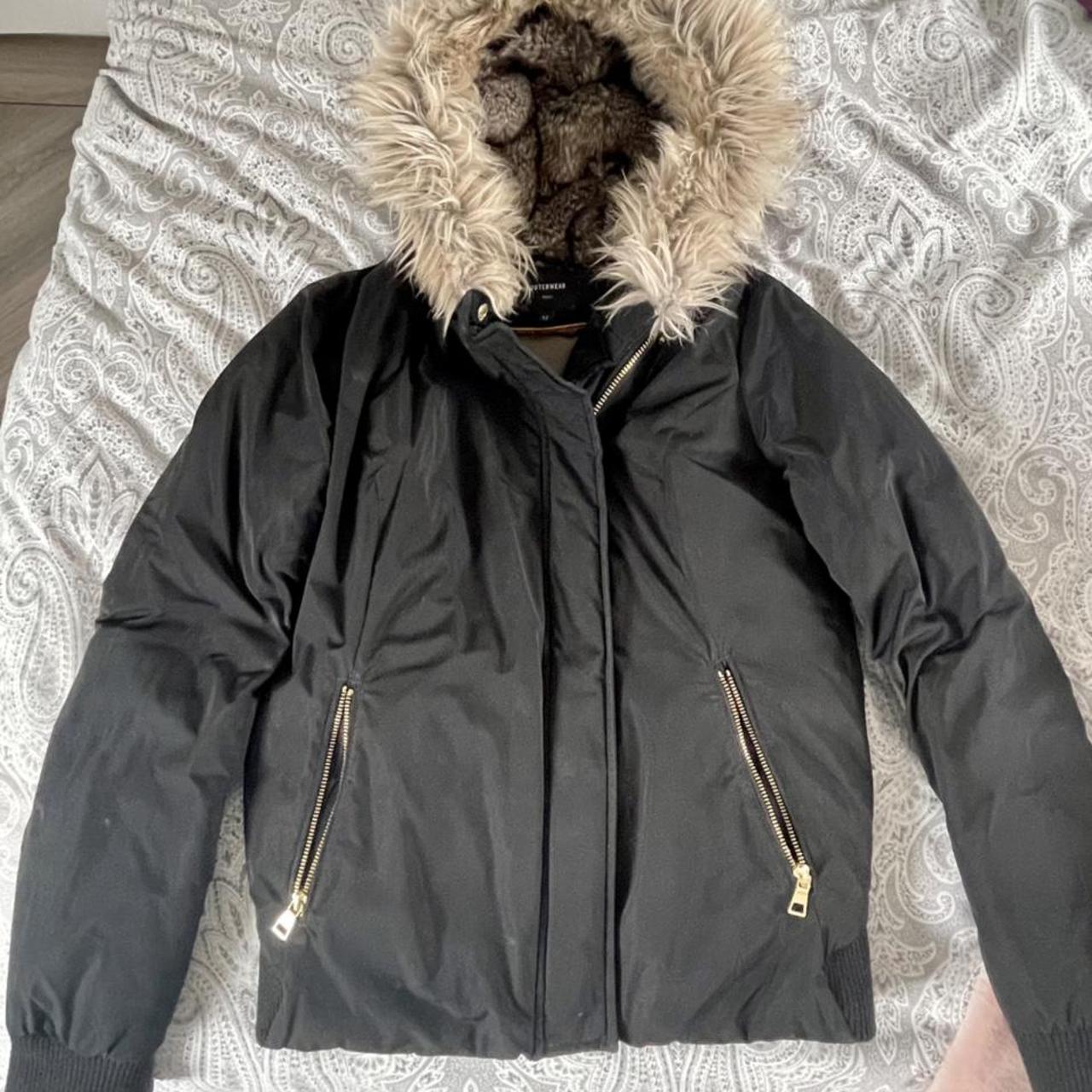 NEXT faux fur hood winter puffer jacket in black... - Depop