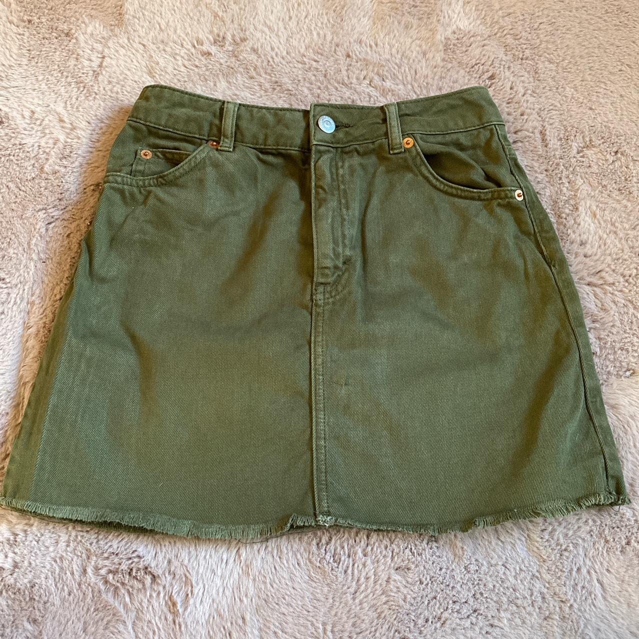 Khaki denim skirt outlet topshop