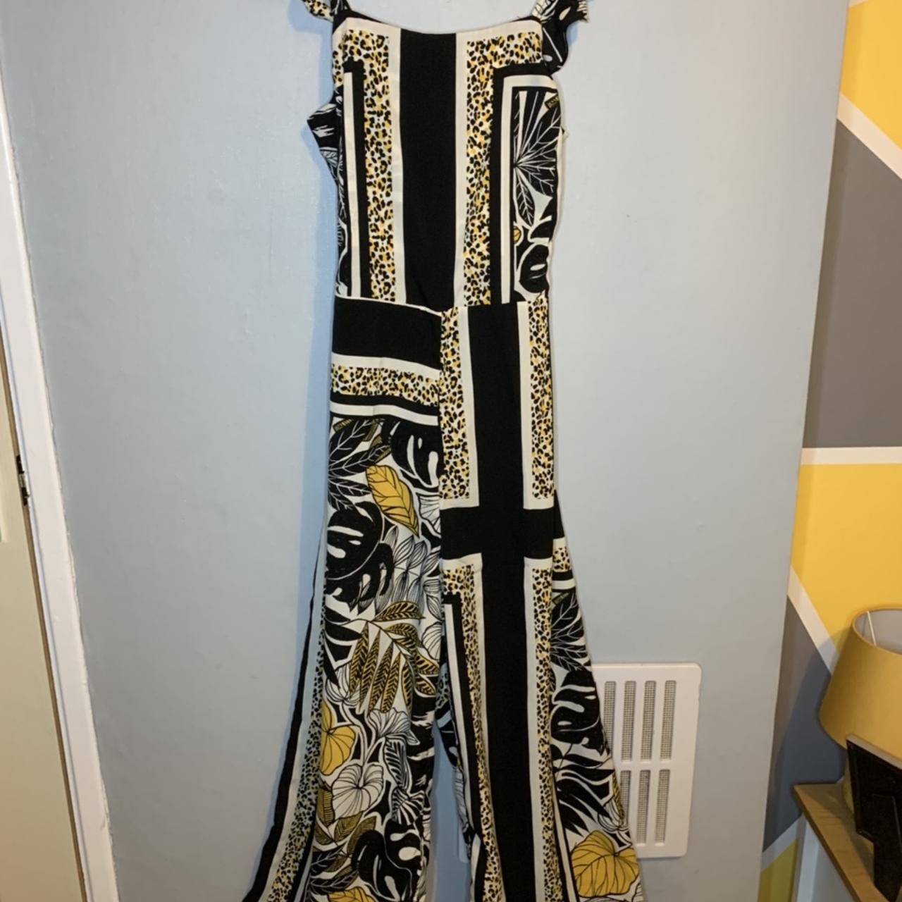 Topshop yellow and black culotte jumpsuit with