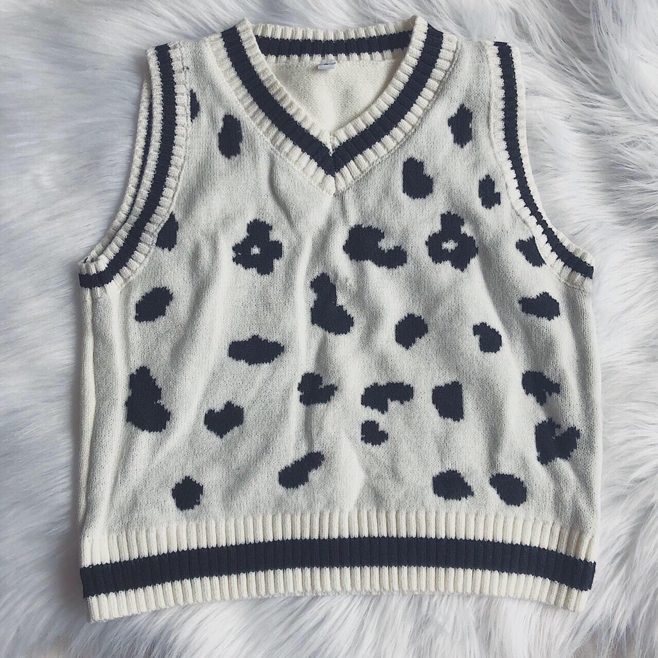 💫 Cow Print Sweater Vest Jumper Crop Top 💫... Depop