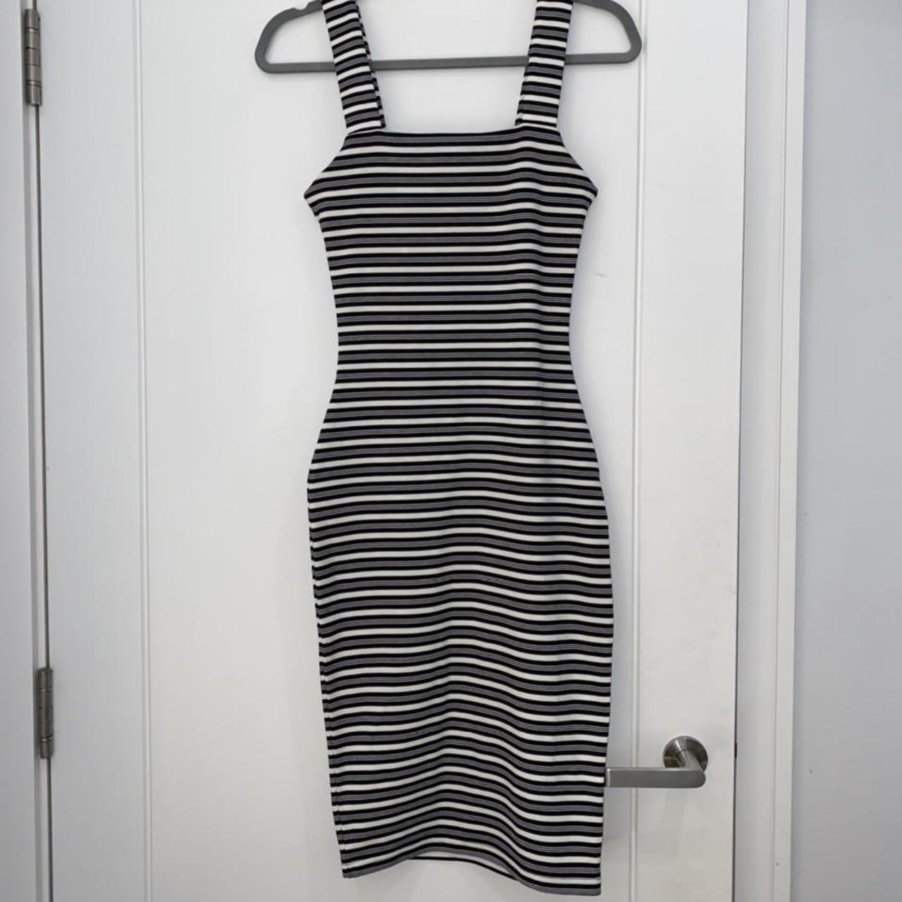 Black and white stripe midi dress from Primark... - Depop