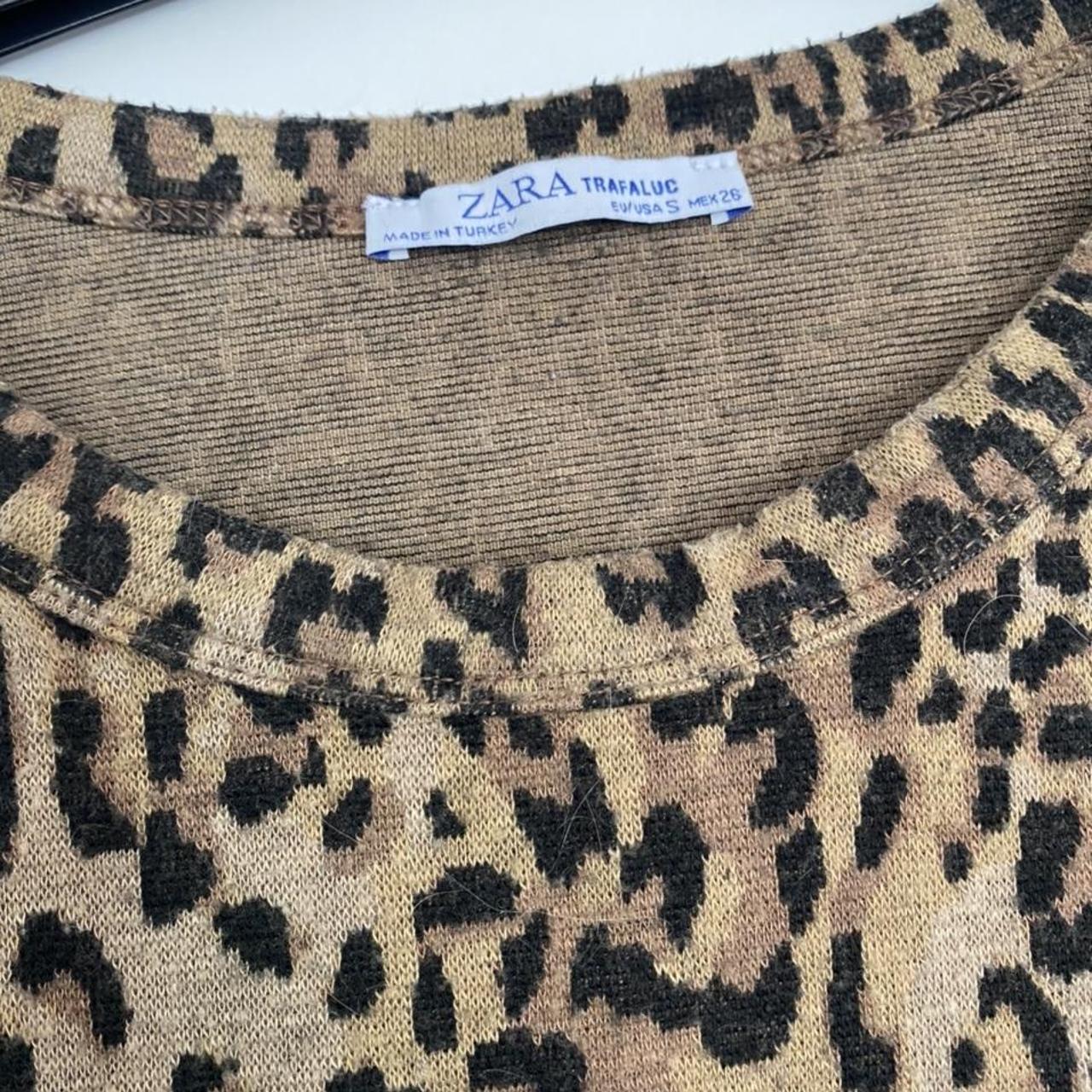 Zara leopard print thin jumper long sleeve in size... - Depop