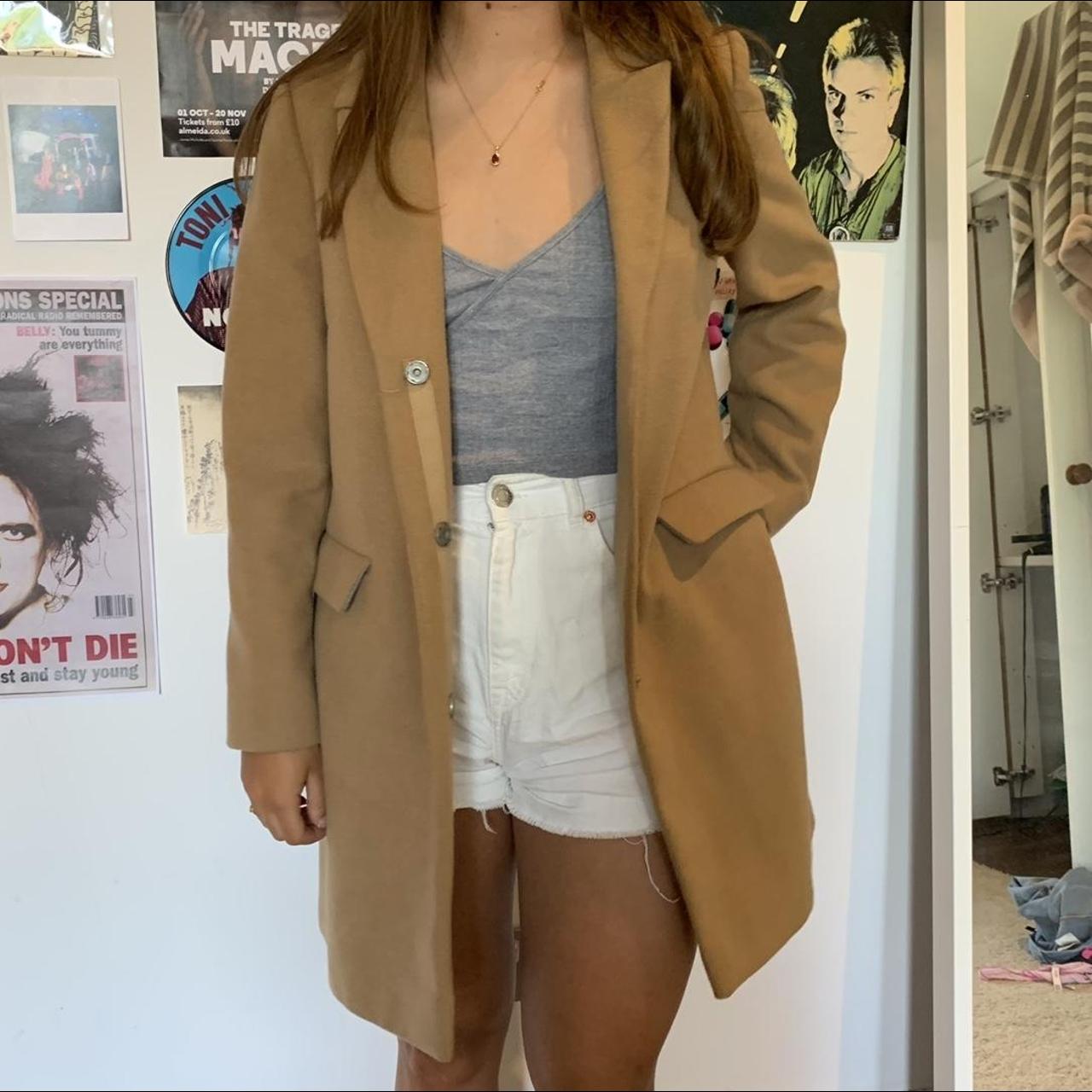 light brown longline coat